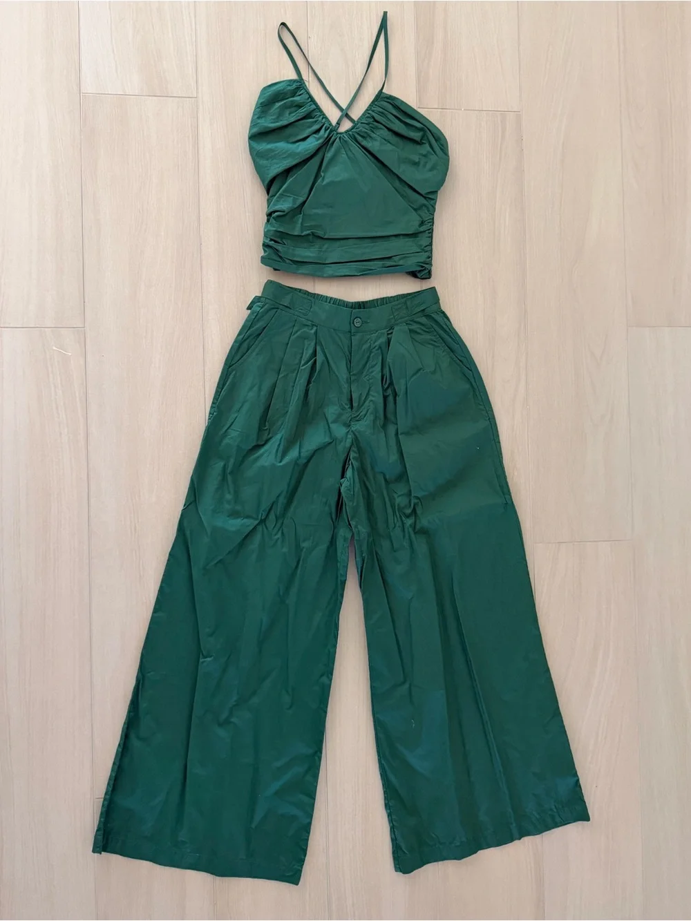 Young Fabulous & Broke Green Wide-Leg Pants & Crop Top Set